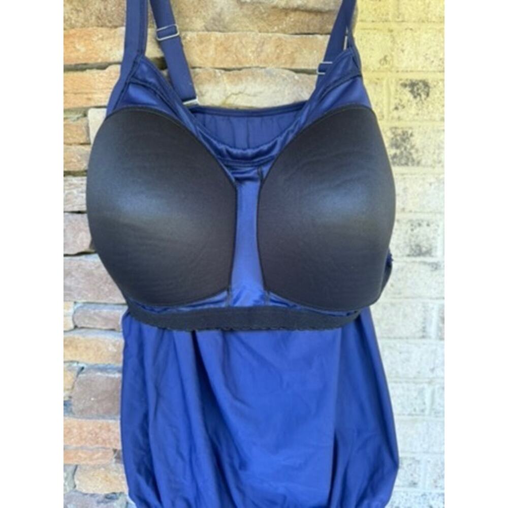 Lands End Tankini Top-Size 12DDD-Blue Blouson Swim Top Adjustable - Picture 3 of 5
